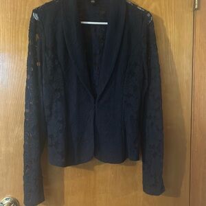 Navy blue lace short jacket. Medium